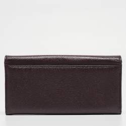 Pre Owned Dolce & Gabbana Dark Brown Leather Dauphine Flap Continental Wallet