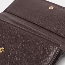 Pre Owned Dolce & Gabbana Dark Brown Leather Dauphine Flap Continental Wallet