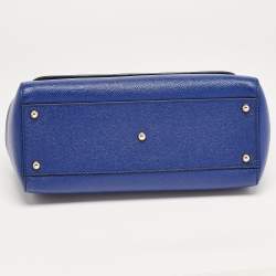 Pre Owned Dolce & Gabbana Blue Leather Regular Miss Sicily Top Handle Bag