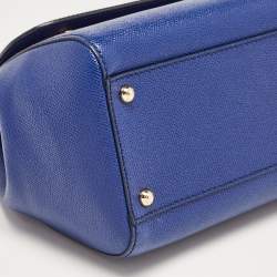 Pre Owned Dolce & Gabbana Blue Leather Regular Miss Sicily Top Handle Bag