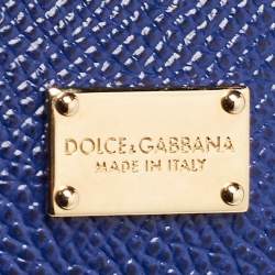 Pre Owned Dolce & Gabbana Blue Leather Regular Miss Sicily Top Handle Bag