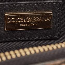 Pre Owned Dolce & Gabbana Brown/Black Leopard Print Coated Canvas Flap Chain Clutch