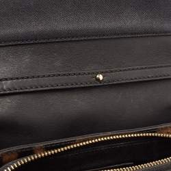 Pre Owned Dolce & Gabbana Brown/Black Leopard Print Coated Canvas Flap Chain Clutch
