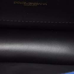 مملوكة مسبقًا Dolce & Gabbana Metallic Blue Leather Small Devotion Top Handle Bag