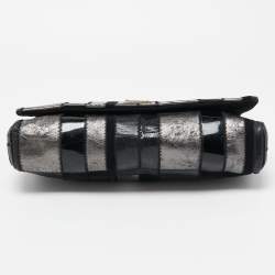 Pre Owned Dolce & Gabbana Black/Grey Mixed Leather and Snakeskin Patchwork Chain Bag