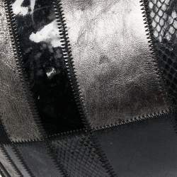 Pre Owned Dolce & Gabbana Black/Grey Mixed Leather and Snakeskin Patchwork Chain Bag