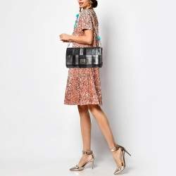 Pre Owned Dolce & Gabbana Black/Grey Mixed Leather and Snakeskin Patchwork Chain Bag