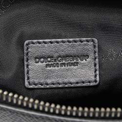 Pre Owned Dolce & Gabbana Black Nylon and Leather Patchwork Zip Pouch