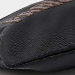 Pre Owned Dolce & Gabbana Black Nylon and Leather Patchwork Zip Pouch
