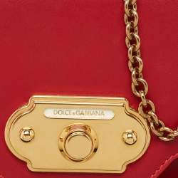 Pre Owned Dolce & Gabbana Red Leather Welcome Shoulder Bag