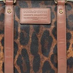 Pre Owned Dolce & Gabbana Multicolor Leopard Coated Canvas and Leather Miss Escape Boston Bag