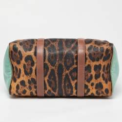 Pre Owned Dolce & Gabbana Multicolor Leopard Coated Canvas and Leather Miss Escape Boston Bag