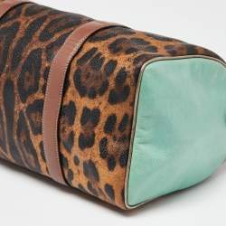Pre Owned Dolce & Gabbana Multicolor Leopard Coated Canvas and Leather Miss Escape Boston Bag