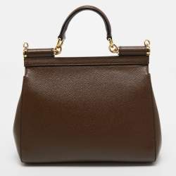 مملوكة مسبقًا Dolce & Gabbana Brown Leather Medium Miss Sicily Top Handle Bag