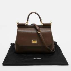 مملوكة مسبقًا Dolce & Gabbana Brown Leather Medium Miss Sicily Top Handle Bag