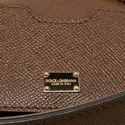 مملوكة مسبقًا Dolce & Gabbana Brown Leather Medium Miss Sicily Top Handle Bag