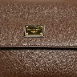 مملوكة مسبقًا Dolce & Gabbana Brown Leather Medium Miss Sicily Top Handle Bag