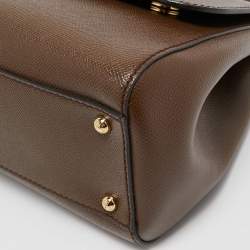 مملوكة مسبقًا Dolce & Gabbana Brown Leather Medium Miss Sicily Top Handle Bag