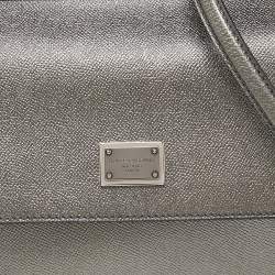 Pre Owned Dolce & Gabbana Metallic Leather Medium Miss Sicily Top Handle Bag