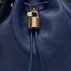 Pre Owned Dolce & Gabbana Blue Leather Claudia Drawstring Bucket Bag
