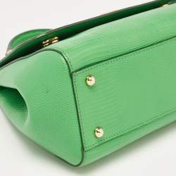 Pre Owned Dolce & Gabbana Green Leather Medium Miss Sicily Top Handle Bag