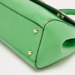 Pre Owned Dolce & Gabbana Green Leather Medium Miss Sicily Top Handle Bag