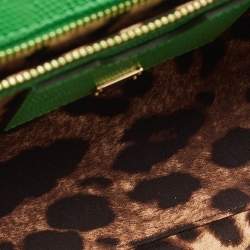 Pre Owned Dolce & Gabbana Green Leather Medium Miss Sicily Top Handle Bag