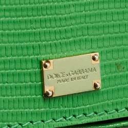 Pre Owned Dolce & Gabbana Green Leather Medium Miss Sicily Top Handle Bag