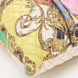 Pre Owned Dolce & Gabbana Multicolor Quilted Barocco Print Fabric Front Pocket Tote
