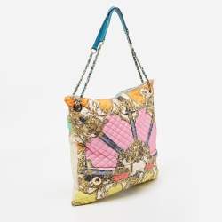 Pre Owned Dolce & Gabbana Multicolor Quilted Barocco Print Fabric Front Pocket Tote