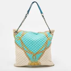 Pre Owned Dolce & Gabbana Multicolor Quilted Barocco Print Fabric Front Pocket Tote