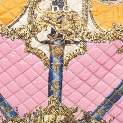 Pre Owned Dolce & Gabbana Multicolor Quilted Barocco Print Fabric Front Pocket Tote