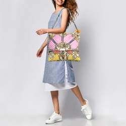 Pre Owned Dolce & Gabbana Multicolor Quilted Barocco Print Fabric Front Pocket Tote