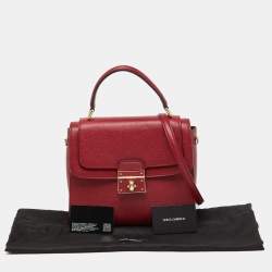 Pre Owned Dolce & Gabbana Red Leather Greta Top Handle Bag