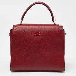 Pre Owned Dolce & Gabbana Red Leather Greta Top Handle Bag
