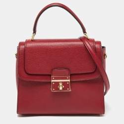 Pre Owned Dolce & Gabbana Red Leather Greta Top Handle Bag