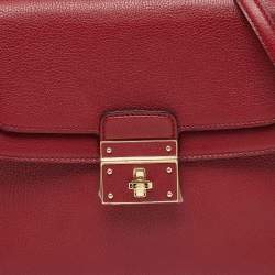 Pre Owned Dolce & Gabbana Red Leather Greta Top Handle Bag