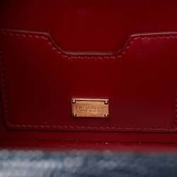 Pre Owned Dolce & Gabbana Blue Lizard Embossed Leather Rosaria Box Top Handle Bag