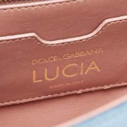 Pre Owned Dolce & Gabbana Blue Lizard Embossed Leather Small Lucia Top Handle Bag