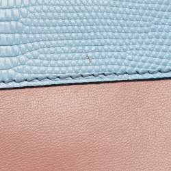 Pre Owned Dolce & Gabbana Blue Lizard Embossed Leather Small Lucia Top Handle Bag