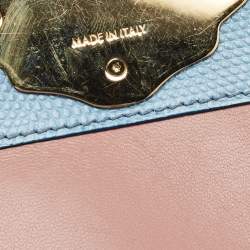 Pre Owned Dolce & Gabbana Blue Lizard Embossed Leather Small Lucia Top Handle Bag