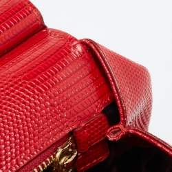 Pre Owned Dolce & Gabbana Red Leather Medium Miss Sicily Handle Bag