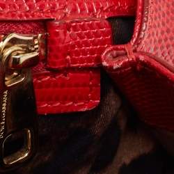 Pre Owned Dolce & Gabbana Red Leather Medium Miss Sicily Handle Bag