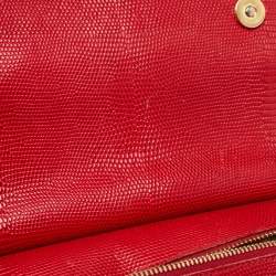 Pre Owned Dolce & Gabbana Red Leather Medium Miss Sicily Handle Bag