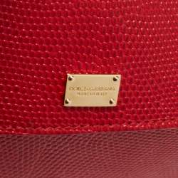 Pre Owned Dolce & Gabbana Red Leather Medium Miss Sicily Handle Bag
