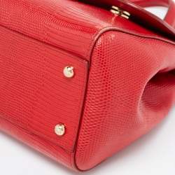 Pre Owned Dolce & Gabbana Red Leather Medium Miss Sicily Handle Bag