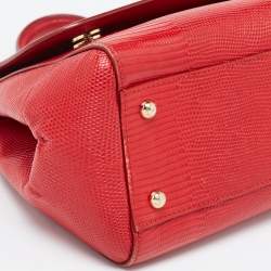 Pre Owned Dolce & Gabbana Red Leather Medium Miss Sicily Handle Bag