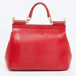 Pre Owned Dolce & Gabbana Red Leather Medium Miss Sicily Handle Bag
