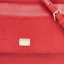Pre Owned Dolce & Gabbana Red Leather Medium Miss Sicily Handle Bag