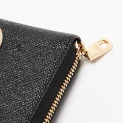 Pre Owned Dolce & Gabbana Black Leather DG Family Patch Zip Around Wallet